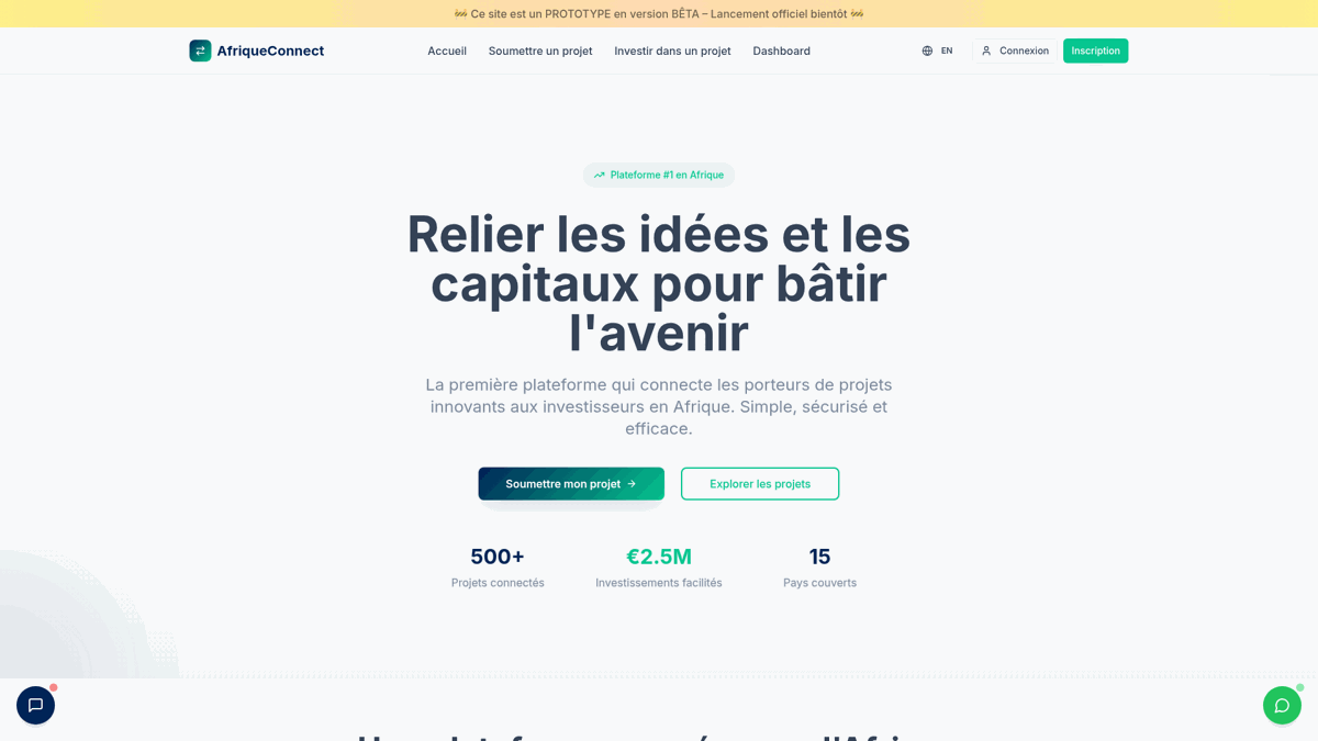 Africa Invest — site créé par un apprenant