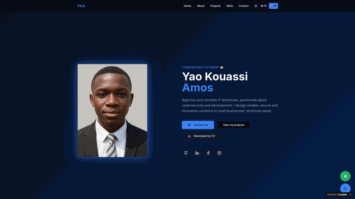 Amos Yao — site créé par un apprenant