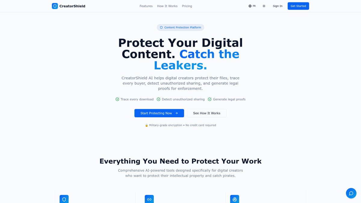 CreatorShield AI — site créé par un apprenant