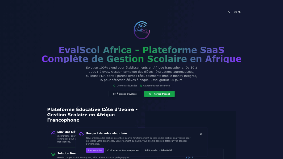 EvalScol Africa — site créé par un apprenant