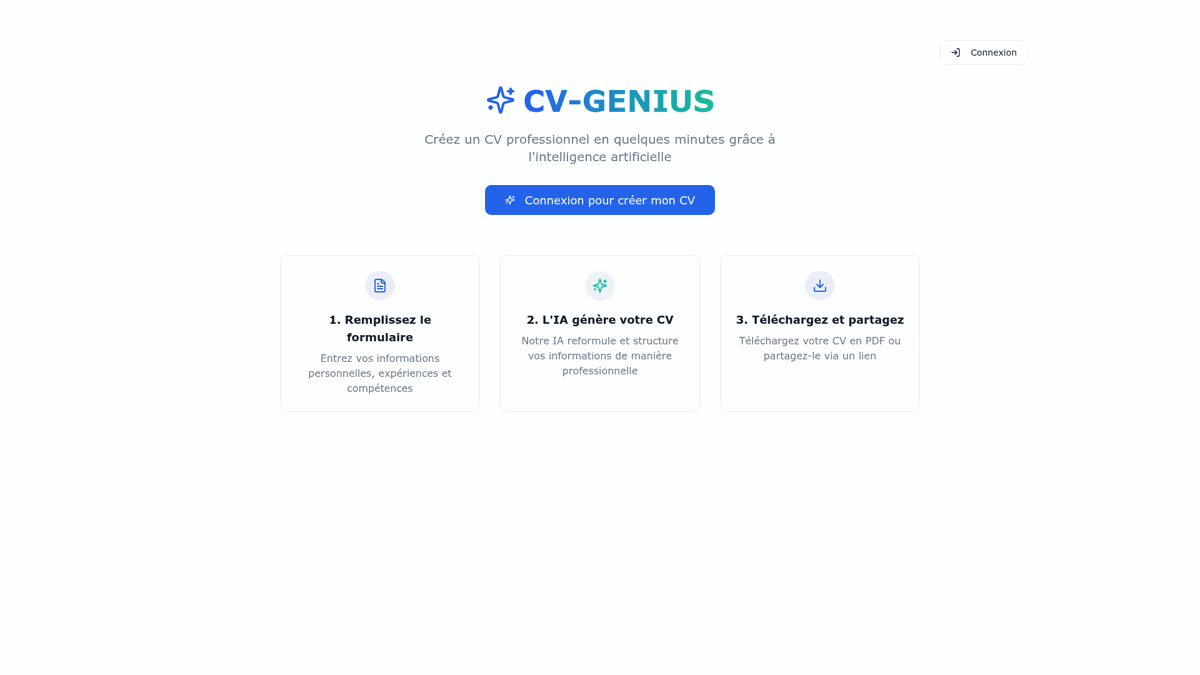 CV Genius — site créé par un apprenant