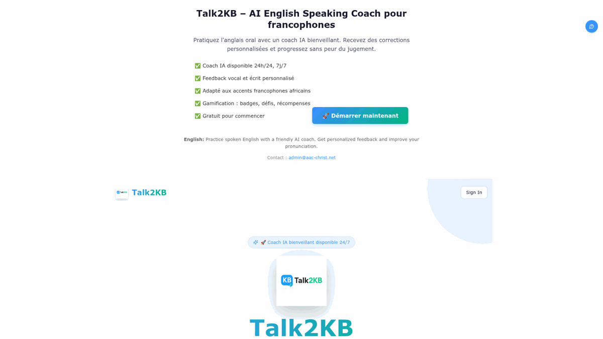 Talk2KB — site créé par un apprenant