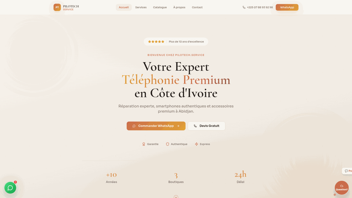 Pilotech Service — site créé par un apprenant